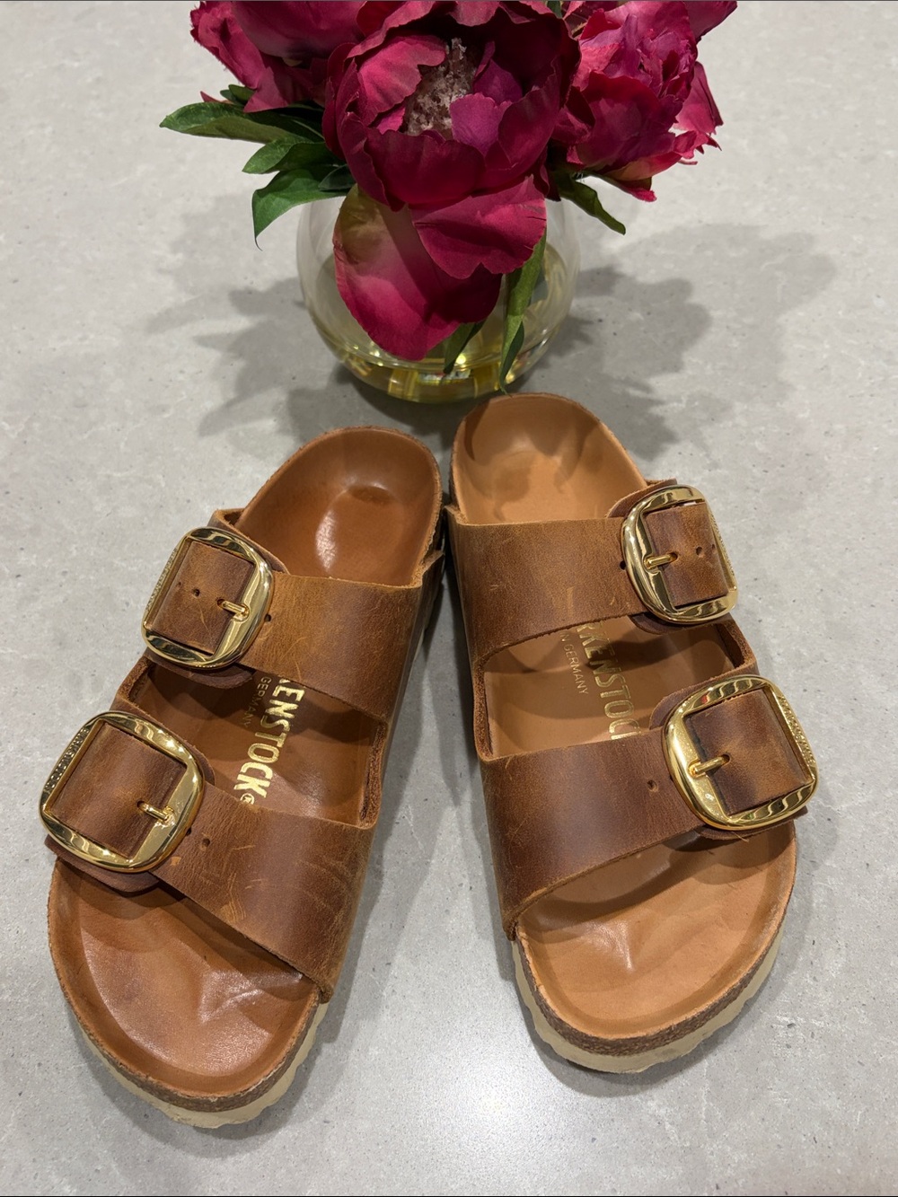 Birkenstock Brown Leather Double Buckle Sandals